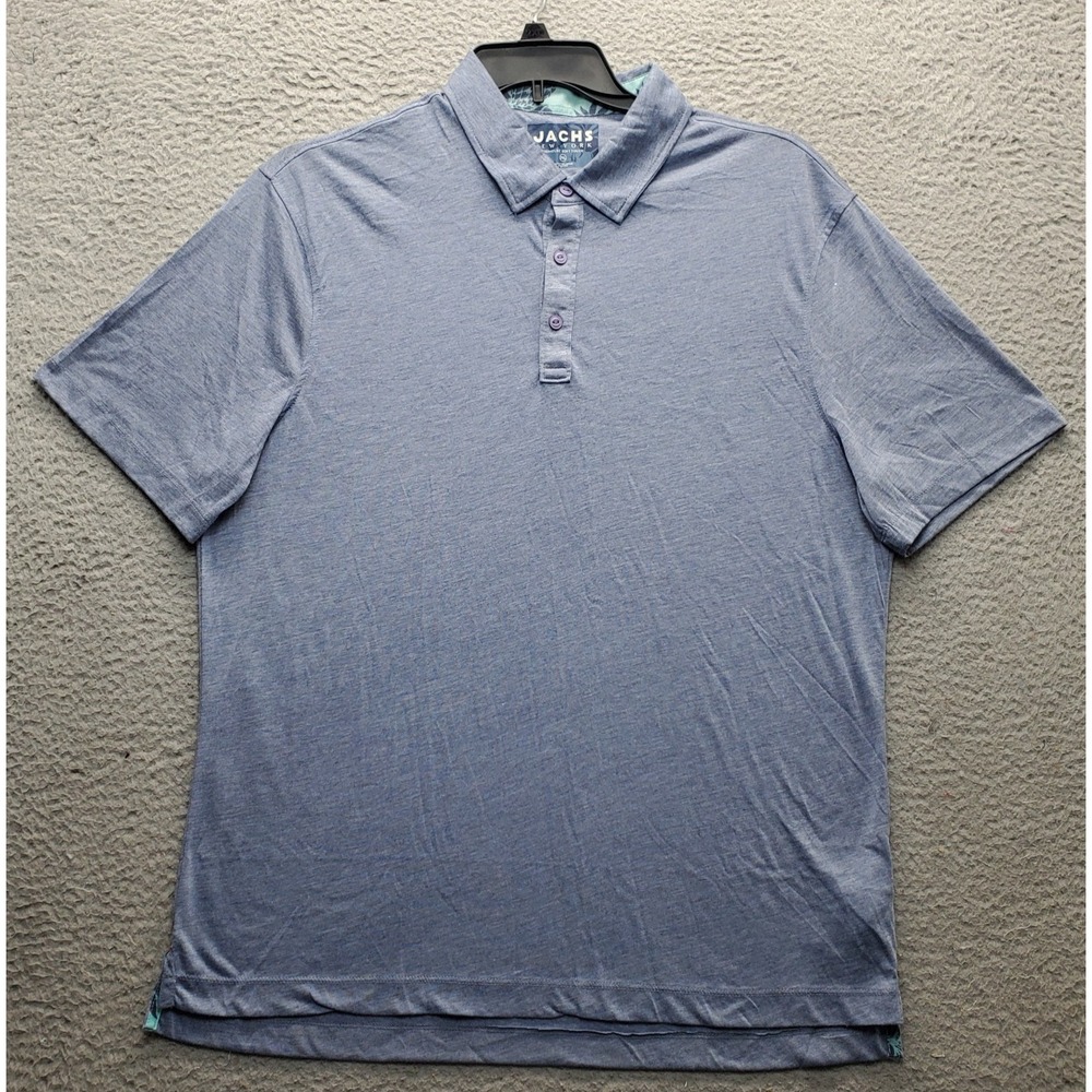 Jachs New York Polo Shirt Mens 2XL Blue Golf Performance Soft Touch Popover Slit